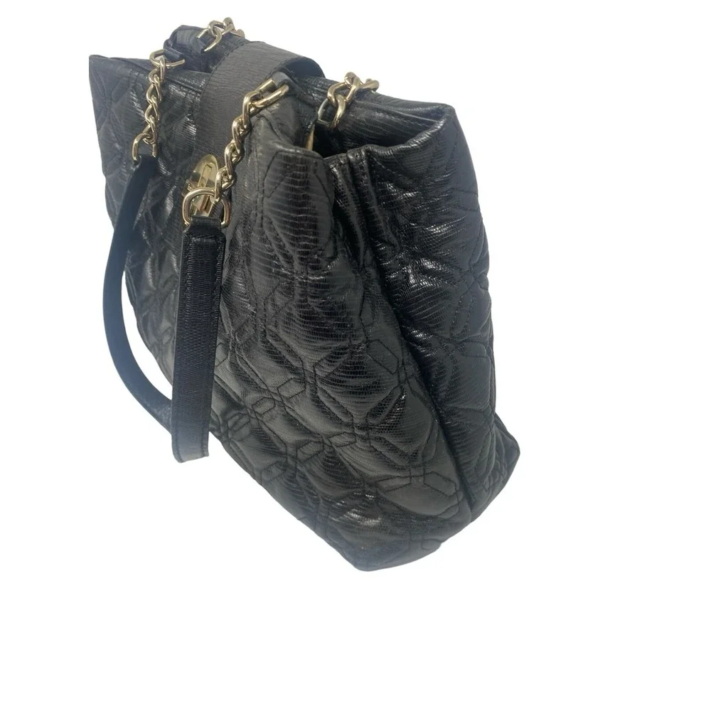 Kate Spade Astor Court Elena Quilted‎ Black Leather Double Handle Handbag